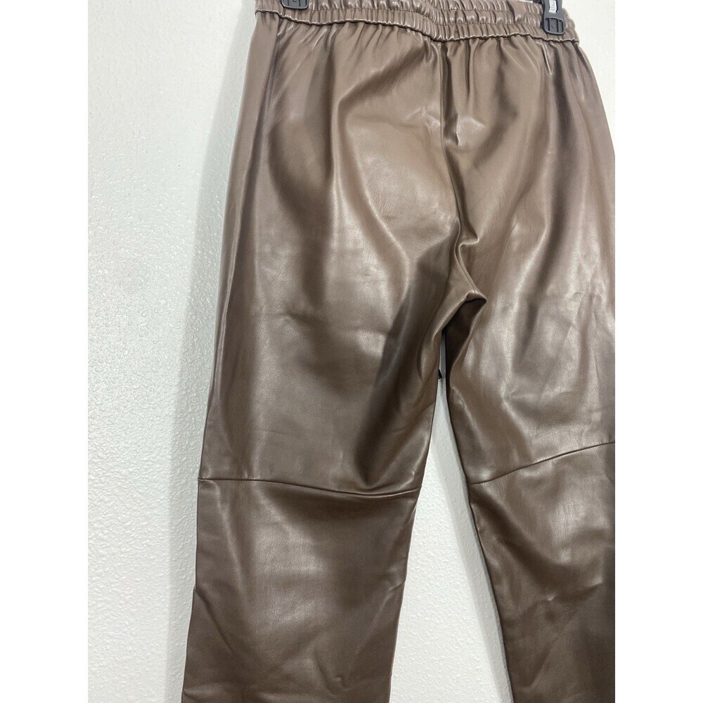 Anthropologie Ankle Pants Brown Faux Leather Drawstring Pockets Women's XS - Picture 7 of 16